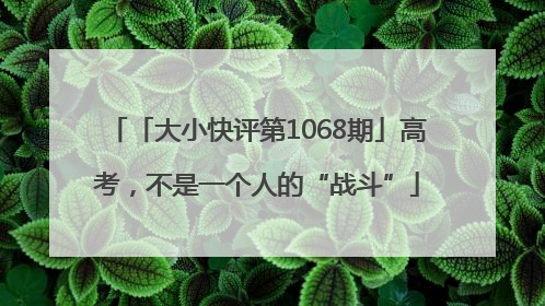 「大小快评第1068期」高考，不是一个人的“战斗”
