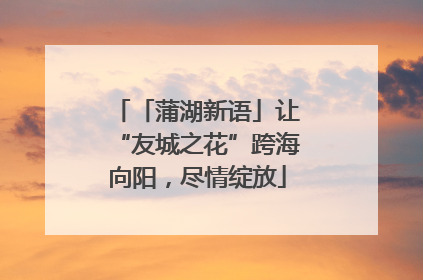 「蒲湖新语」让“友城之花”跨海向阳，尽情绽放