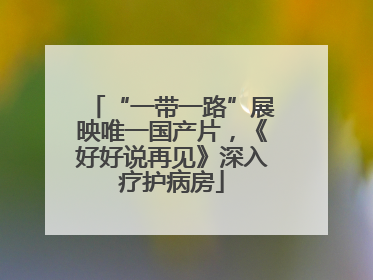“一带一路”展映唯一国产片，《好好说再见》深入疗护病房