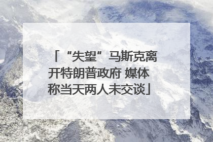 “失望”马斯克离开特朗普政府 媒体称当天两人未交谈