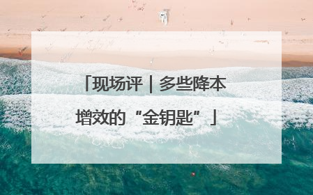 现场评｜多些降本增效的“金钥匙”