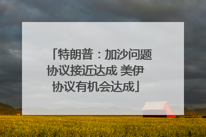 特朗普：加沙问题协议接近达成 美伊协议有机会达成