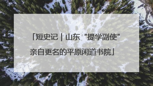短史记｜山东“提学副使”亲自更名的平原闲道书院