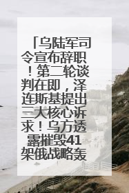 乌陆军司令宣布辞职！第二轮谈判在即，泽连斯基提出三大核心诉求！乌方透露摧毁41架俄战略轰炸机