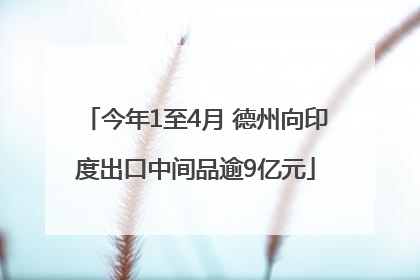 今年1至4月 德州向印度出口中间品逾9亿元