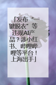 发布“一键脱衣”等违规AI产品？涉小红书、哔哩哔哩等平台！上海出手
