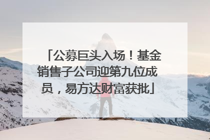 公募巨头入场！基金销售子公司迎第九位成员，易方达财富获批