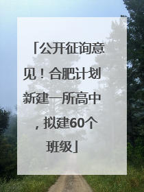 公开征询意见！合肥计划新建一所高中，拟建60个班级