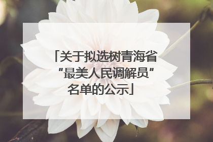 关于拟选树青海省“最美人民调解员” 名单的公示