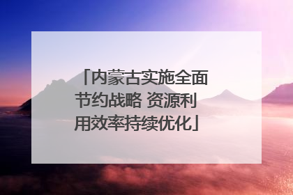 内蒙古实施全面节约战略 资源利用效率持续优化
