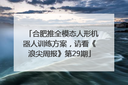 合肥推全模态人形机器人训练方案，请看《浪尖周报》第29期