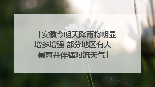 安徽今明天降雨将明显增多增强 部分地区有大暴雨并伴强对流天气