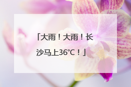 大雨！大雨！长沙马上36℃！