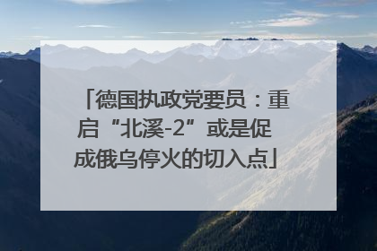 德国执政党要员：重启“北溪-2”或是促成俄乌停火的切入点