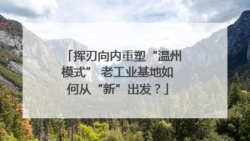 挥刃向内重塑“温州模式” 老工业基地如何从“新”出发？