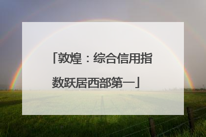 敦煌：综合信用指数跃居西部第一