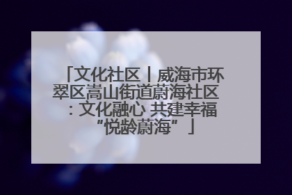 文化社区丨威海市环翠区嵩山街道蔚海社区：文化融心 共建幸福“悦龄蔚海”