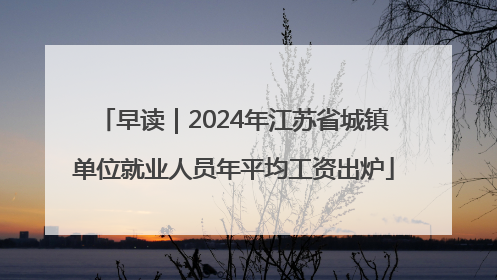 早读｜2024年江苏省城镇单位就业人员年平均工资出炉