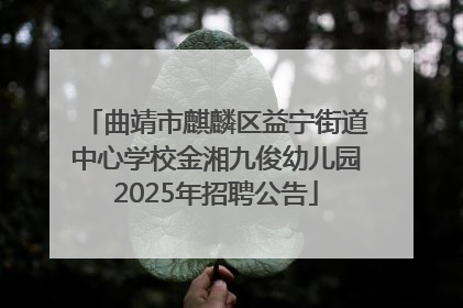 曲靖市麒麟区益宁街道中心学校金湘九俊幼儿园2025年招聘公告