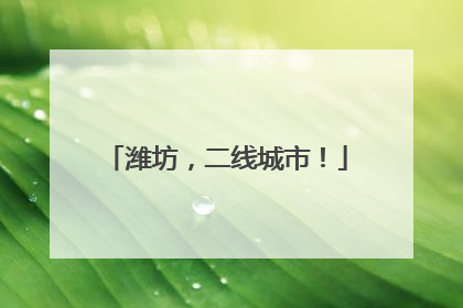 潍坊，二线城市！