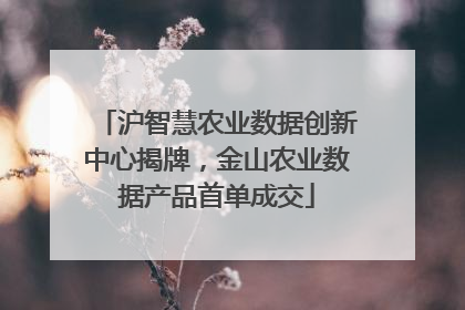 沪智慧农业数据创新中心揭牌，金山农业数据产品首单成交