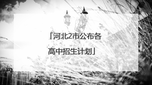 河北2市公布各高中招生计划