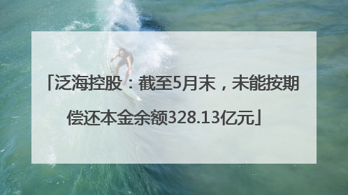 泛海控股：截至5月末，未能按期偿还本金余额328.13亿元