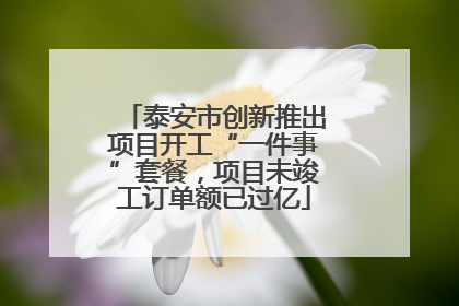 泰安市创新推出项目开工“一件事”套餐，项目未竣工订单额已过亿