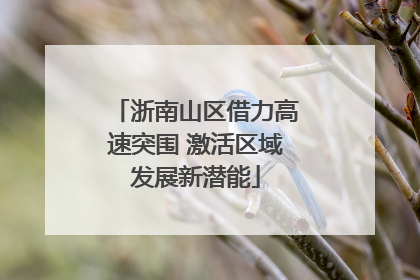 浙南山区借力高速突围 激活区域发展新潜能