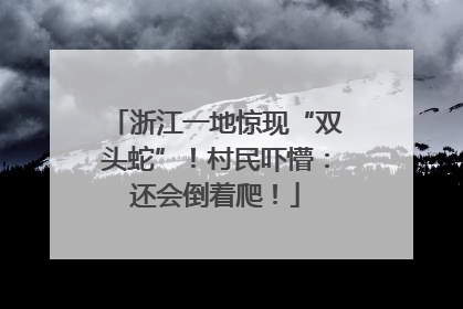 浙江一地惊现“双头蛇”！村民吓懵：还会倒着爬！
