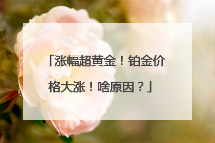 涨幅超黄金！铂金价格大涨！啥原因？