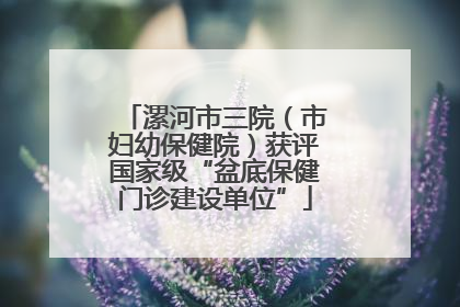 漯河市三院（市妇幼保健院）获评国家级“盆底保健门诊建设单位”