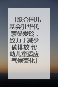 联合国儿基会驻华代表桑爱玲：致力于减少碳排放 帮助儿童适应气候变化