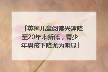 英国儿童阅读兴趣降至20年来新低，青少年男孩下降尤为明显
