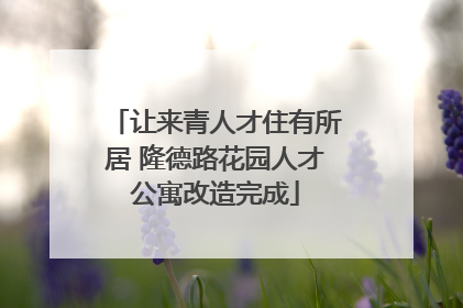 让来青人才住有所居 隆德路花园人才公寓改造完成