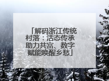 解码浙江传统村落：活态传承助力共富、数字赋能唤醒乡愁