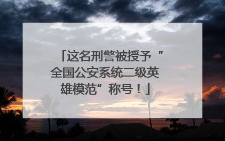 这名刑警被授予“全国公安系统二级英雄模范”称号！