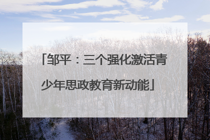 邹平：三个强化激活青少年思政教育新动能