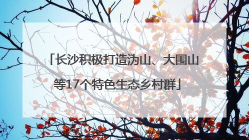 长沙积极打造沩山、大围山等17个特色生态乡村群