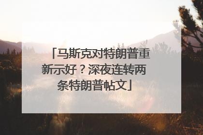 马斯克对特朗普重新示好？深夜连转两条特朗普帖文
