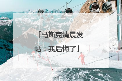 马斯克清晨发帖：我后悔了