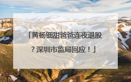黄杨钿甜爸爸连夜退股？深圳市监局回应！