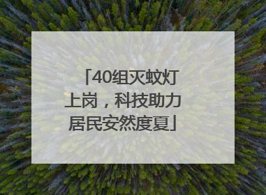 40组灭蚊灯上岗，科技助力居民安然度夏